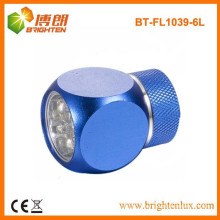 Factory Supply Custom Made Promotion Metal Material CR2032 Battery Powered mini 6 led Torch Light With Keychain